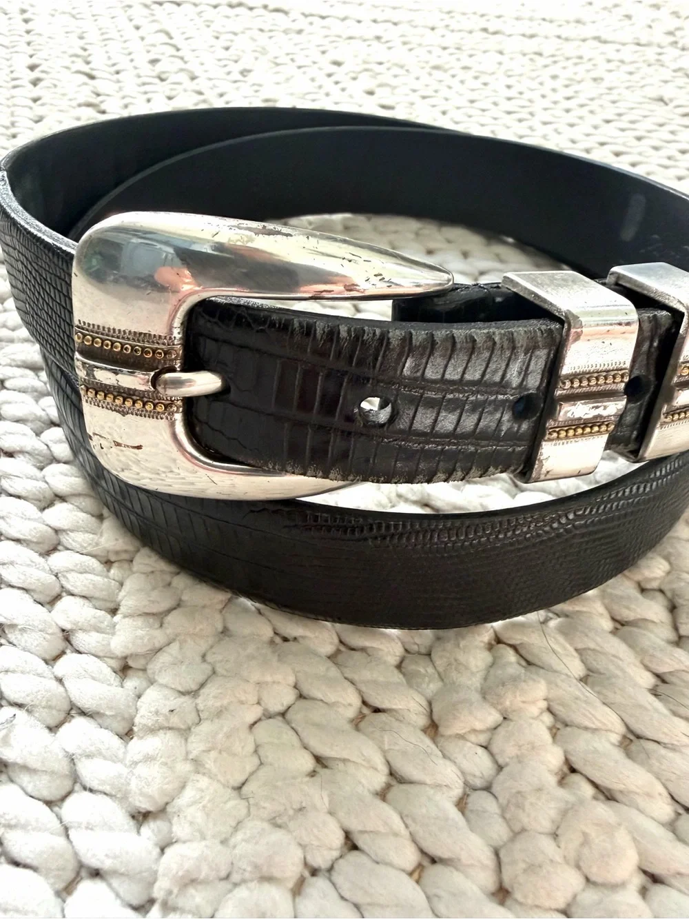 REMO TULLIANI Italian Black Calfskin Leather Belt Mens Size 40 30741 EUC VTG